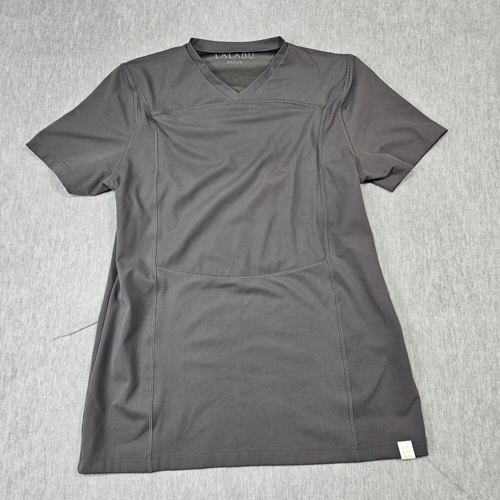 Lalabu Shirt Mens Medium Gray Dad Shirt V-Neck Short Sleeve Babywearing Carrier